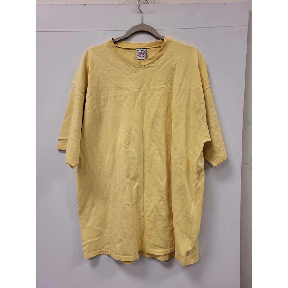 Pluma USA Heavyweight Cotton T-Shirt Mens XL Yellow Short‎ Sleeve Tee Shirt